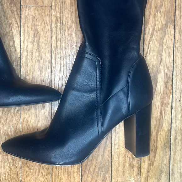 Franco Sarto Pointed Toe Black Kolette Leather Boots Heels Size 11 - Picture 5 of 11